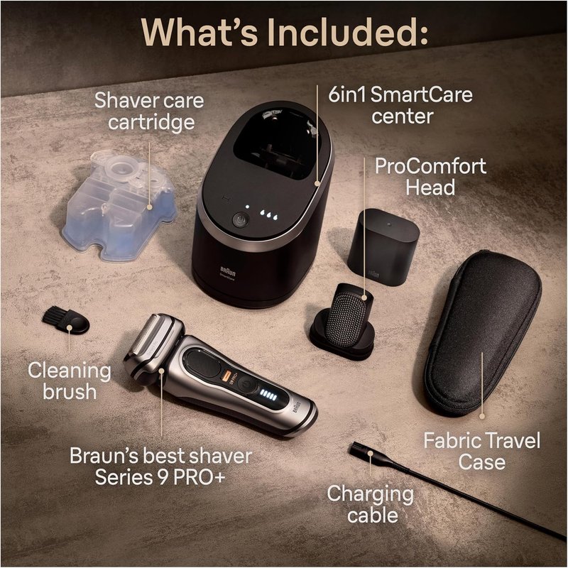 Braun Series 9 PRO+ Electric Razor for Men - 5 Pro Shaving Elements & SmartCare Center | Wet/Dry Shaver, 9597cc