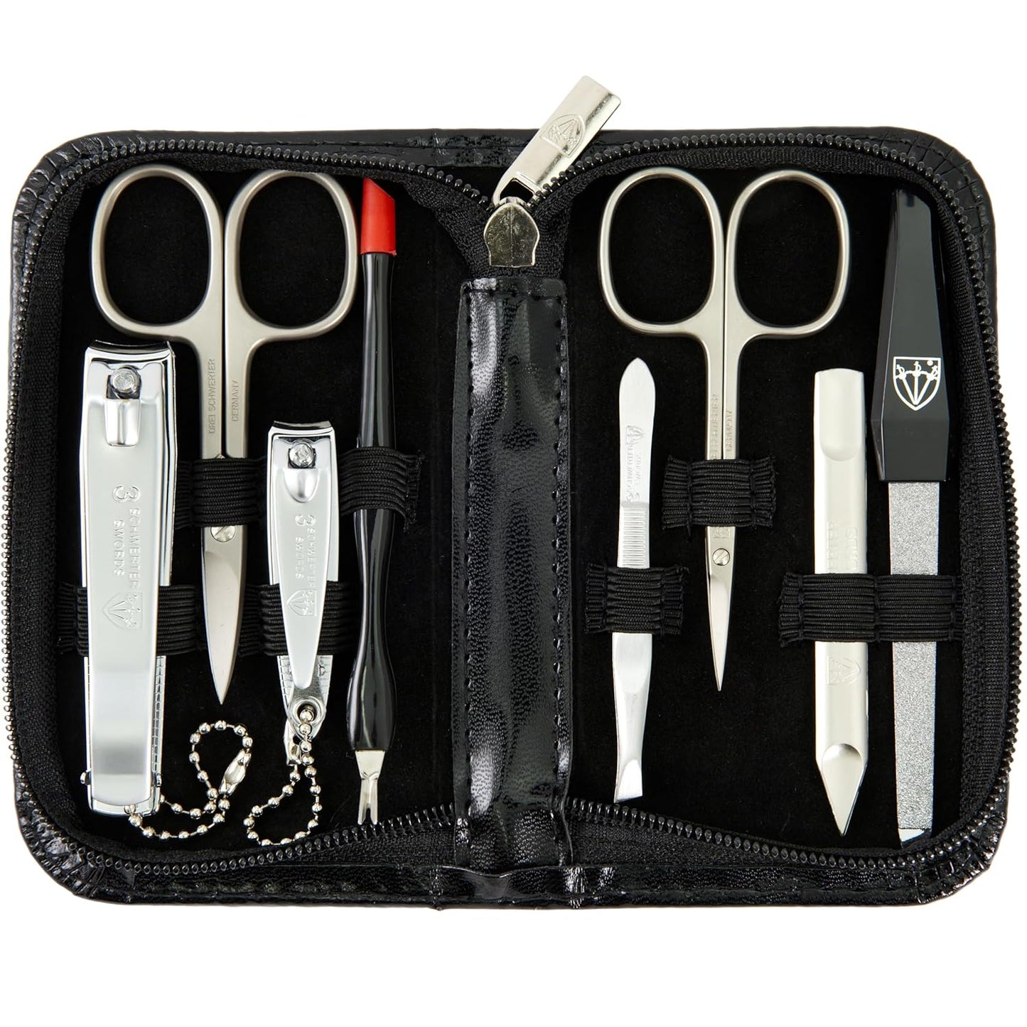 8-Piece Manicure Pedicure Grooming Kit - Professional Nail Care Set with Synthetic Leather Case | Black