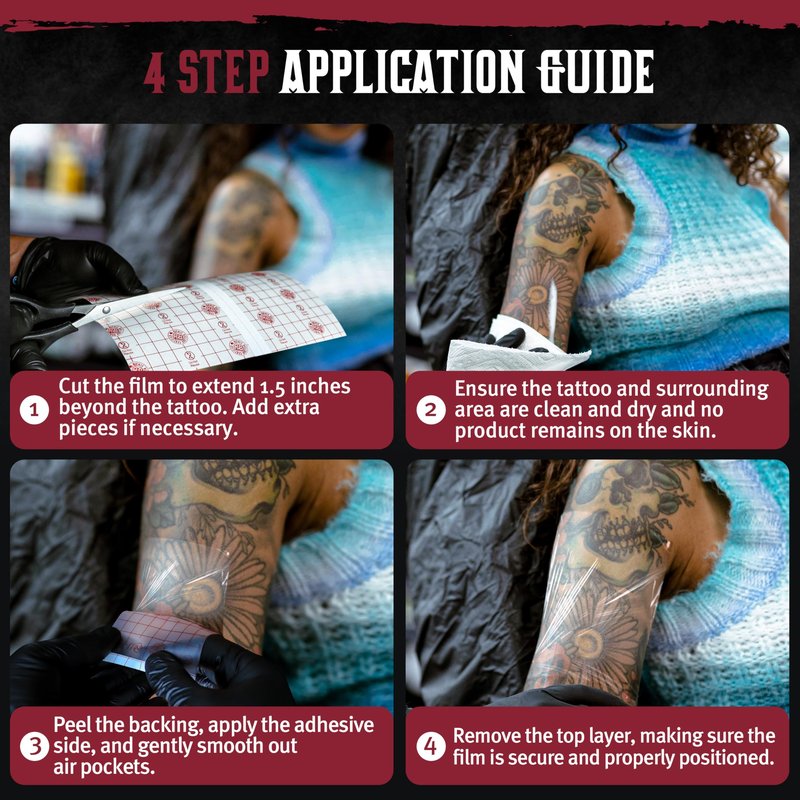 Hustle Butter Second Skin Tattoo Wrap - 7.9 Inches x 8.8 Yards - Transparent Adhesive Roll - Easy Removal, Mess-Free Body Art Wrap - Breathable & Latex-Free - Professional Size Tattoo Aftercare