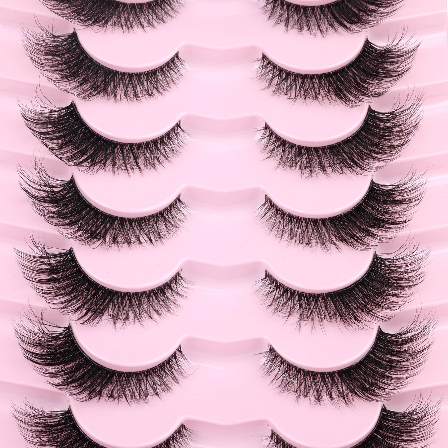 Fox Eye Lashes Wispy Eyelashes Natural Look Clear Band Lashes Fluffy Faux Mink Lashes Strip Natural False Lashes Pack by GVEFETIEE 8 Pairs