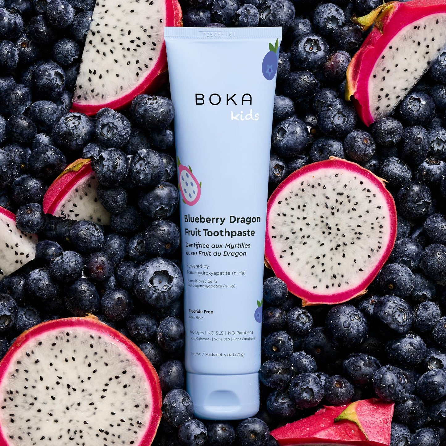 Boka Fluoride Free Toothpaste Nano Hydroxyapatite Toothpaste - Blueberry Dragon Fruit Flavor, 4 oz 3Pk