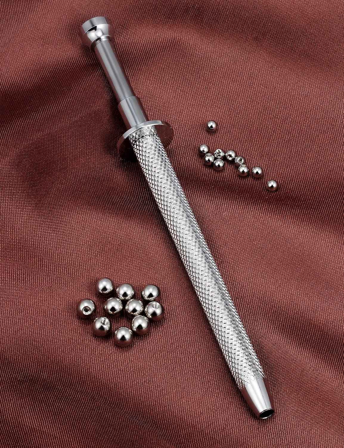 Vsnnsns 316L Surgical Steel Piercing Balls Grabber Tool Pick Up Tool with 4 Prongs Holder Professional Push in Syringe Type Quad Prong Small Bead Holder Grab Ball Catcher Body Piercing Tools