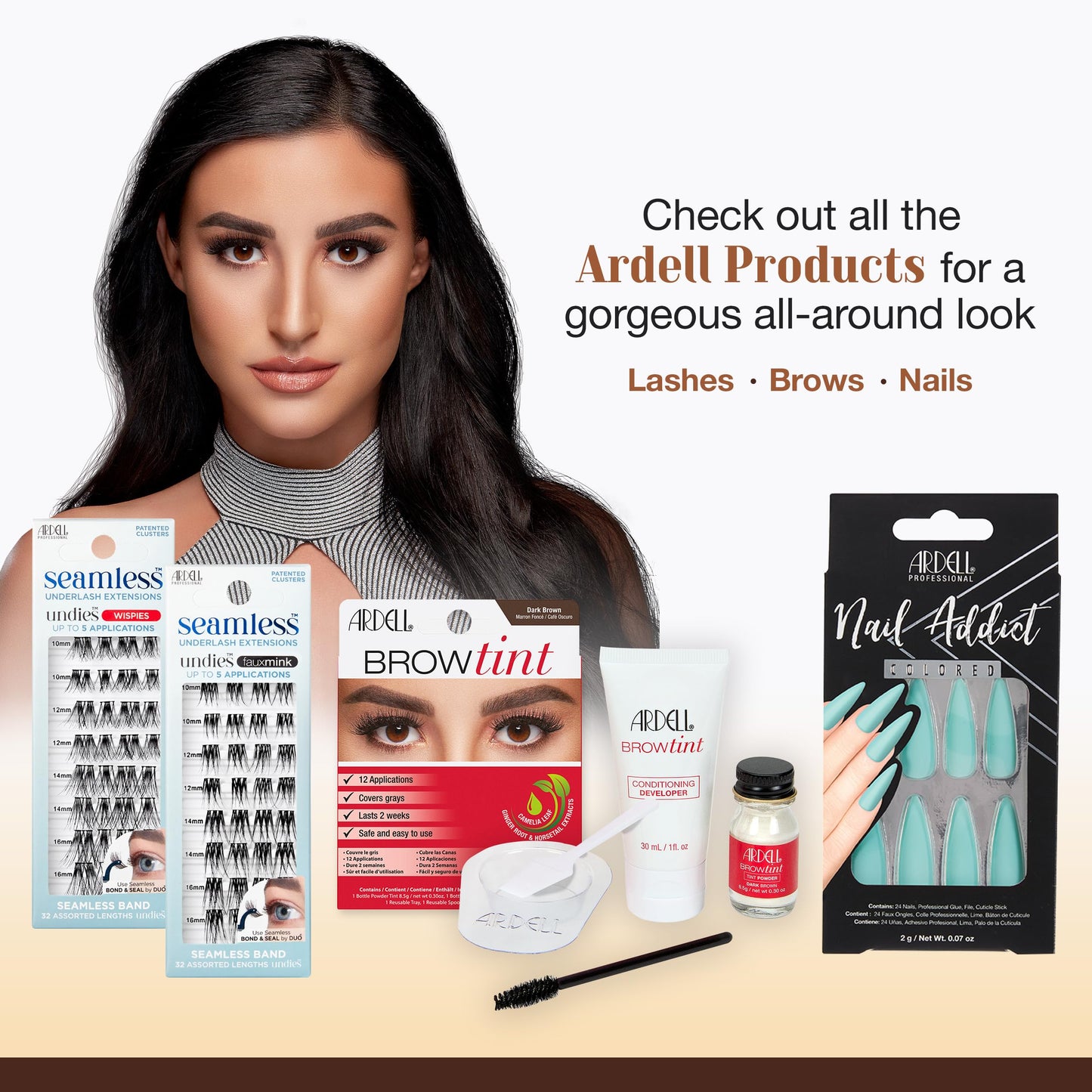 Ardell Balayage Wispies False Eyelashes - Ash Brown, False Lashes Natural Wispy Lashes with Ultra Thin Band for Gradient Lash Effect, 4 Pack