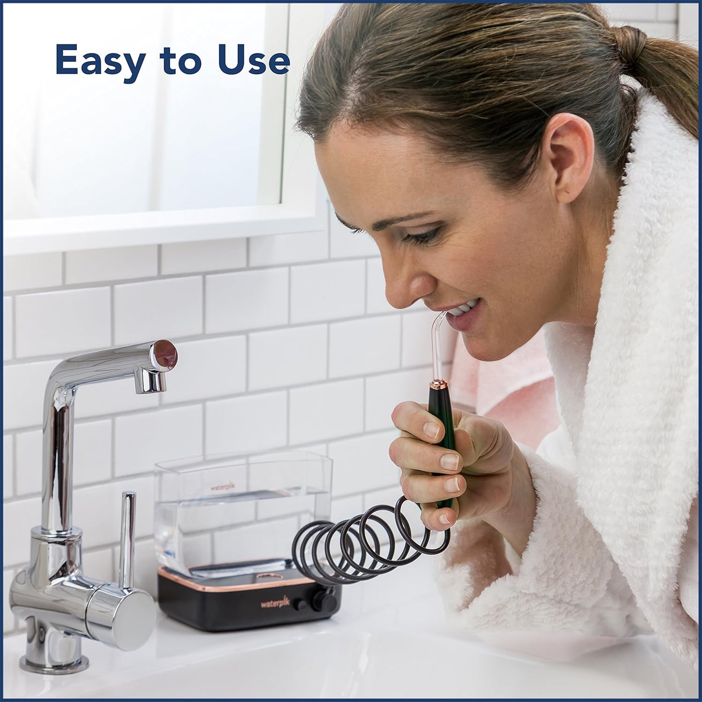 Waterpik Portable Water Flosser - Travel-Friendly Design, ADA Accepted | Black/Copper WF-04
