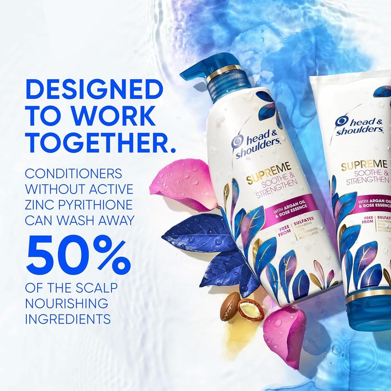 Head & Shoulders Supreme Anti-Dandruff Shampoo - Argan Oil & Rose Essence, 28.2 fl oz | Sulfate-Free, Deep Moisturization