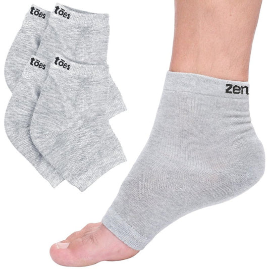ZenToes Moisturizing Socks for Cracked Heel Treatment, Vitamin E, Olive Oil and Jojoba Oil Infused Heel Socks, Spa Gifts for Women, Relaxation Gifts for Women (Cotton Gray, Regular)