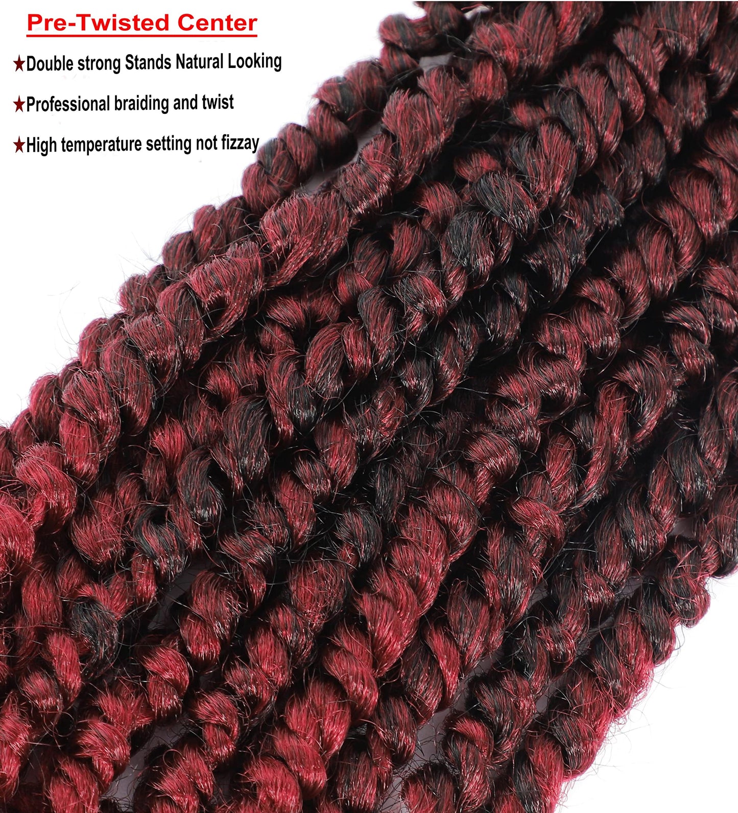 Passion Twist Hair 30 inch PreTwisted Long Passion Twist Burgundy Crochet Hair, Ombre Red 6 Packs Bohemian Crochet Pre Looped Braids Hair for Black Women Water Wave Hair Extensions