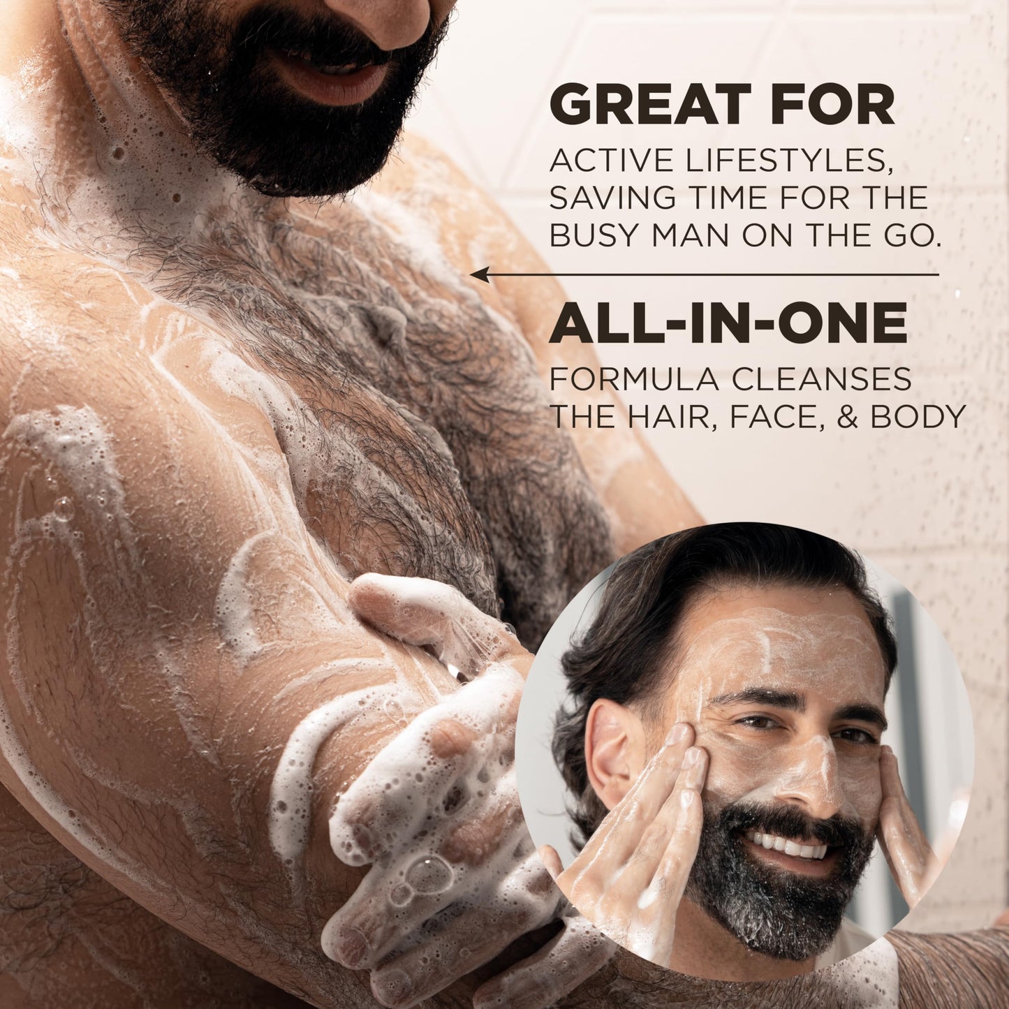CHI Pour Homme 3-in-1 Hair, Face & Body Wash for Men, Sulfate-Free Cleansing & Moisturizing Shampoo, Fresh Woody Scent, Aloe Vera & Nettle-Infused Grooming Cleanser, 25 oz
