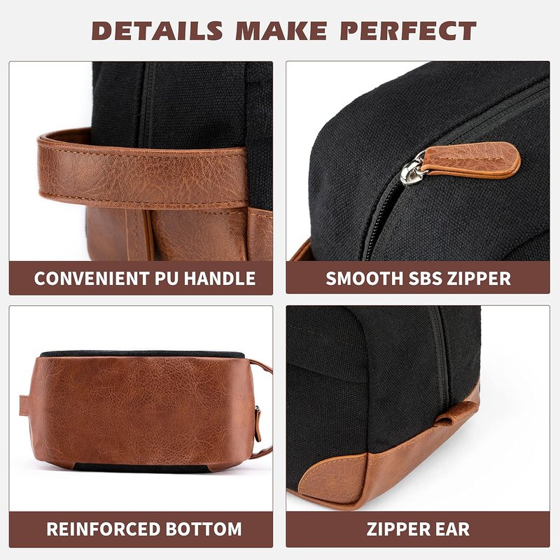 Vorspack Toiletry Bags - Water Resistant Canvas Dopp Kit for Men | 2 Pack Travel Shaving Bag with Large Capacity