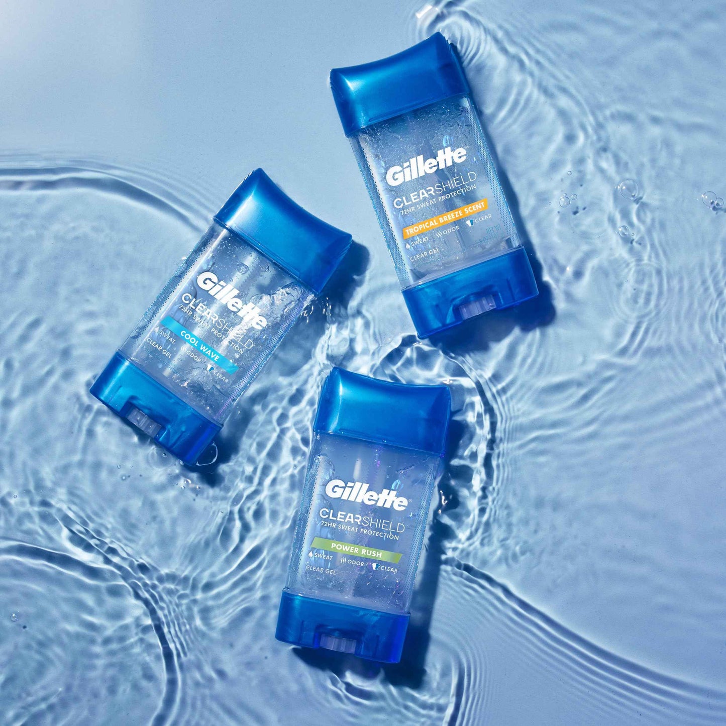 Gillette Antiperspirant and Deodorant for Men, 72hr Sweat & Odor Protection, Long Lasting Freshness, Anti-White Mark Technology, Clear Gel, Tropical Breeze Scent, 3.8 oz (Pack of 3)