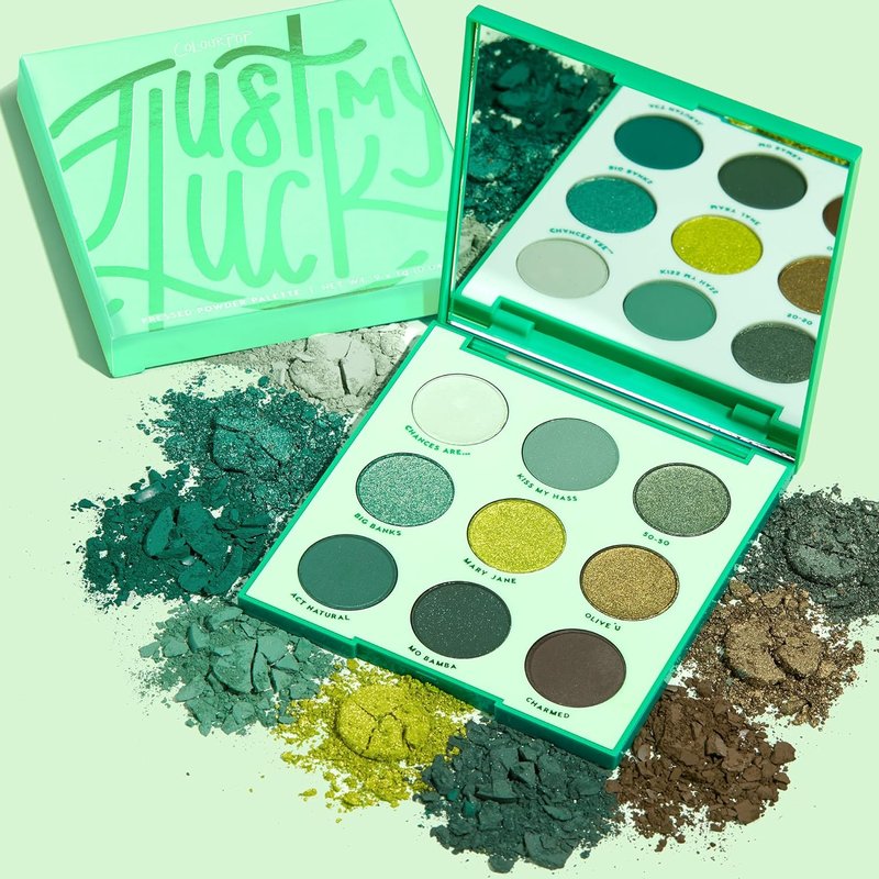 ColourPop Just My Luck Green Eyeshadow Palette - High-Pigment Matte & Metallic Shades | 0.3 oz