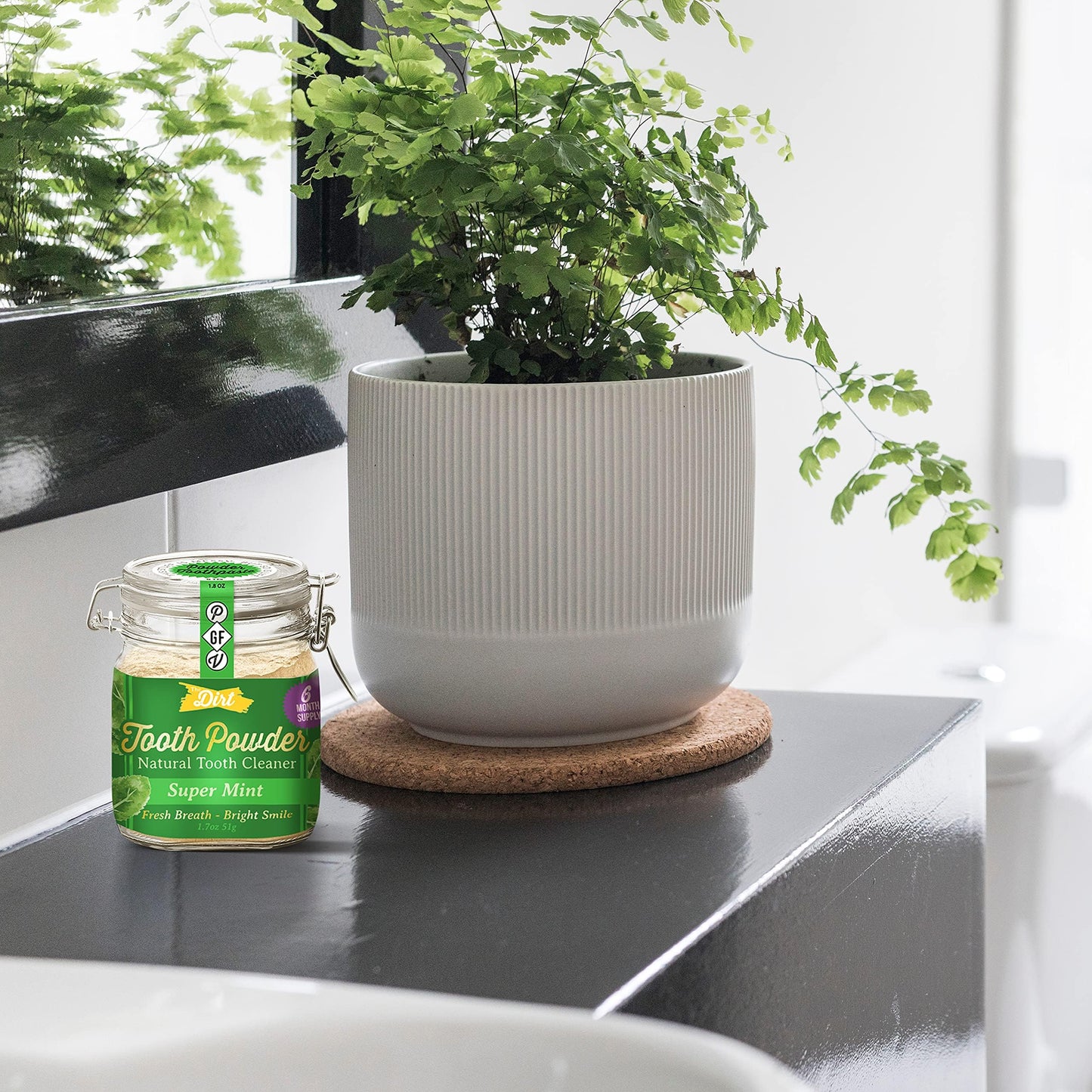 The Dirt - Remineralizing Tooth Powder, Natural Fluoride-Free Teeth Whitening Powder with Hydroxyapatite, Flouride & Gluten Free, Organic Vegan (Super Mint, 25g: 3 Month Supply)