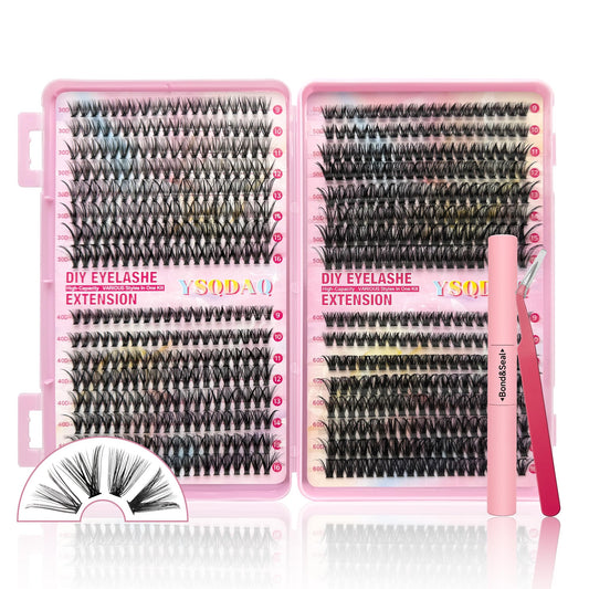 Lash Clusters Kit, 640 Pcs, 9-16mm, D Curl, 0.07D