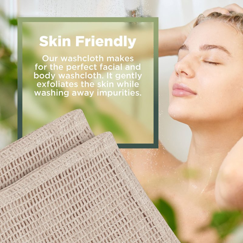 Bean Products Hemp Washcloth - Loose Weave Design for Effective Cleaning - Open Knit Exfoliating Wash Cloth - Fast Drying, Hemp & Organic Cotton - 10” x 12”, 4 Pack