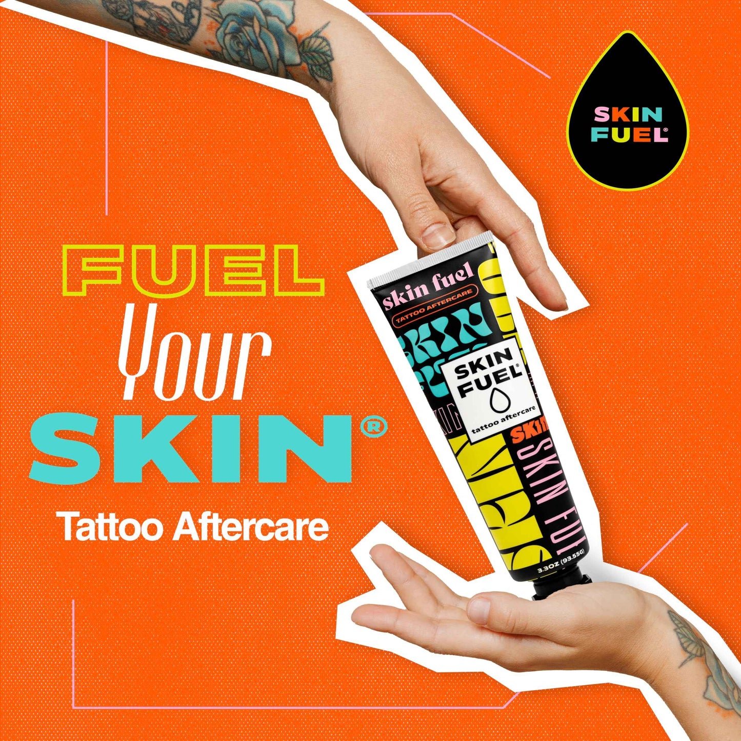 SKIN FUEL Tattoo Aftercare Cream – After Care Tattoo Ointment with Shea Butter, St. John's Wort & Lavender – Multipurpose Healing Ointment to Brighten Up & Hydrate New & Old Ink (3.3 oz)