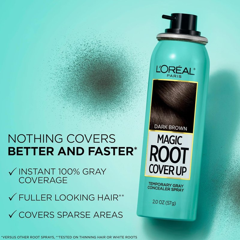 L'Oreal Paris Magic Root Cover Up - Gray Hair Spray for 100% Coverage | Ammonia-Free, Lightweight, Light Brown, 2 oz (2 Count)