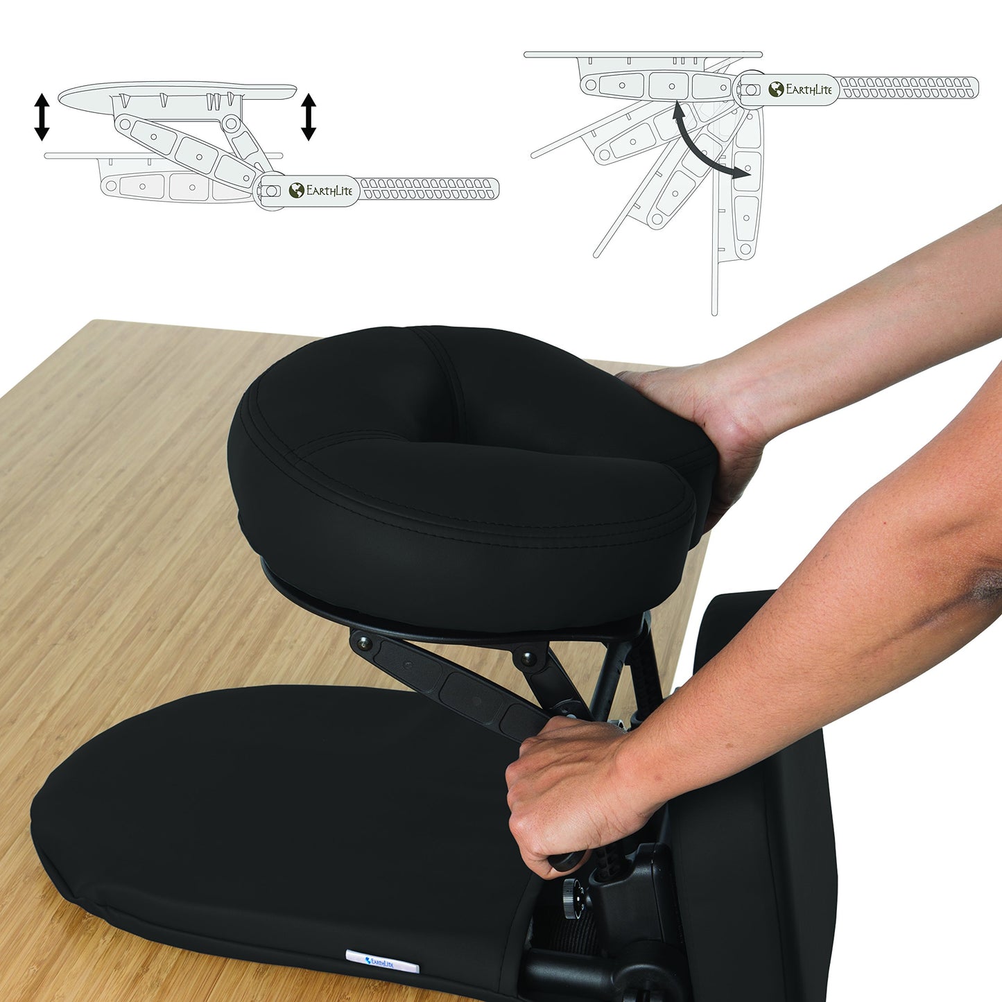 EarthLite Massage Kit Travelmate - Ultra-Portable Face Down Tabletop Massage System Perfect for Vitrectomy Recovery & On-The-Go Massage, Black