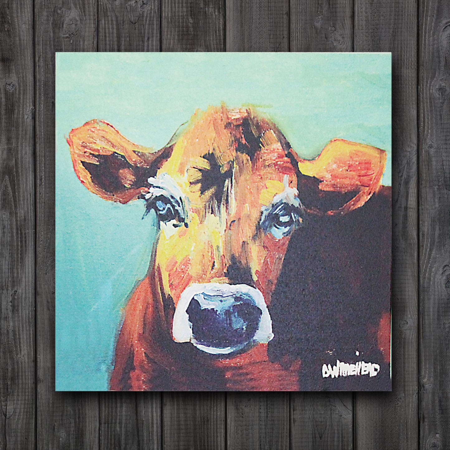 Creative Co-Op Canvas Wall Décor with Cow Image