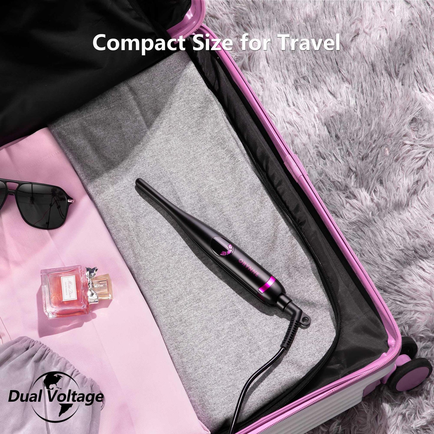 ORYNNE Small Flat Irons for Short Hair, 5s Ultra Fast Heat Up Pencil Flat Iron, Negative Ions Mini Flat Iron for Edges, 3/10'' Travel Mini Hair Straightener with Digital Temp Control, Easy to Use