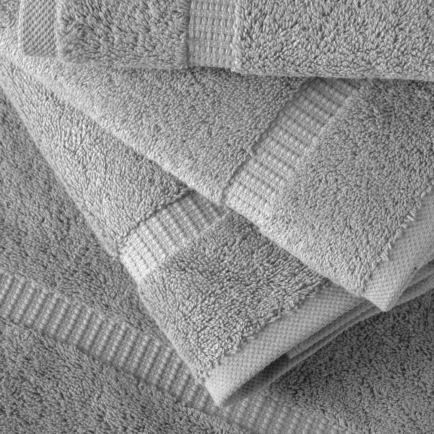 SALBAKOS 100% Turkish Cotton Washcloth Set of 12, 13x13 inch | Premium Quality | Hotel & Spa Collection | Ultra Soft, Super Absorbent, Wash Cloth Towels | Made in Turkey (Silver 12 Pcs Washcloth)
