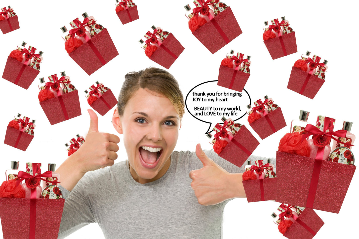 Christmas Gifts, Spa Baskets for Women Bath and Body Basket for Women, Includes Love of Rose Shower Gel, Bubble Bath, Body Lotion, Bath Salt, Red Bath Puff and Heart Bath Bomb