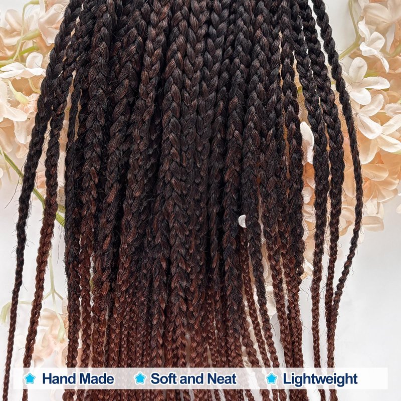 Crochet Braids 18 Inch T30 Ombre Light Brown Box Braid Pre Looped Goddess Box Braid Crochet for Black Women Soft and Lightweight 144 Strands Braids (Ombre Light Brown, 18 Inch)