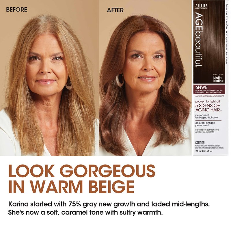 AGE beautiful Permanent Hair Dye 6R Light Red - Light Red / Bright Red Hair Color Cream with 100% Gray Coverage, Anti-Aging Biotin Formula for Thicker, Fuller Hair, Professional Salon Quality