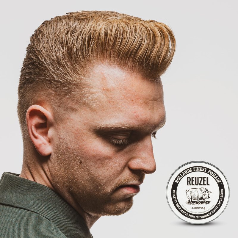 REUZEL Concrete Matte Pomade, Strong All Day Hold, Water Soluble Styling, Matte Finish and Flake Free, Easy To Wash Out, For All Hair Types