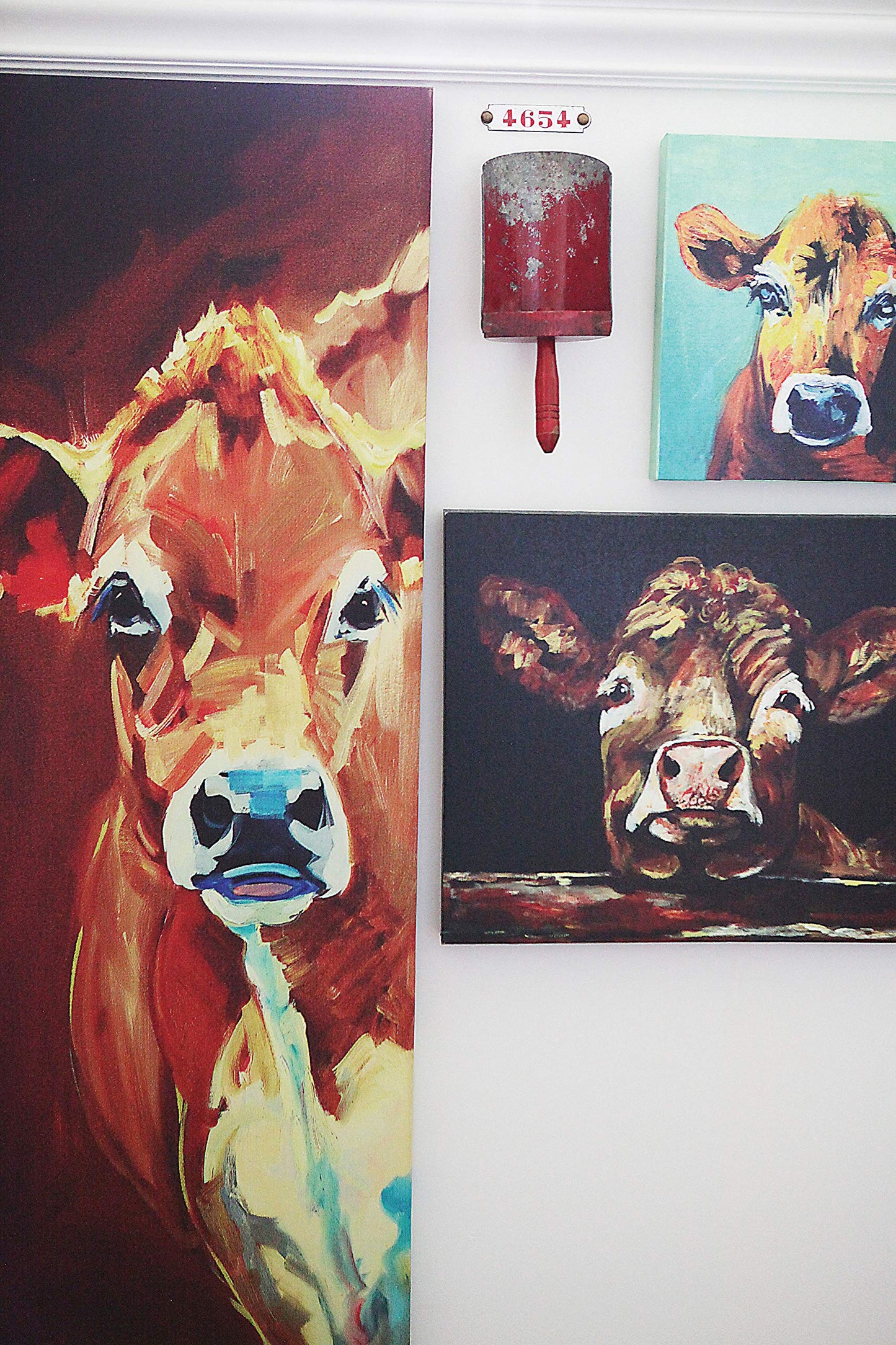 Creative Co-Op Canvas Wall Décor with Cow Image