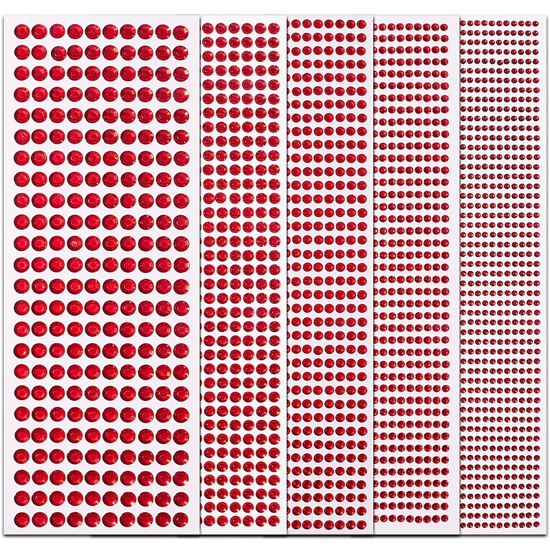 3555pcs Self Adhesive Face Gems for Makeup, Festival Jewels, Hair Gems, Rhinestone Stickers for Face, Eye, Makeup, Nail, Body, Crafts 5sheets (red-3/4/5/6/8mm)