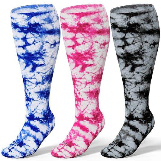 LEVSOX Plus Size Compression Socks Wide Calf Support Sock for Women & Men 15-20 mmHg Knee High Nurses Pregnant Travel