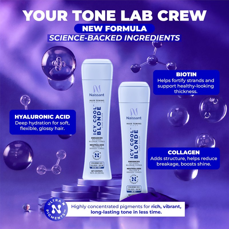 naissant Icy Cool Blonde Purple Shampoo & Toning Mask Set | Ultra High-Purity Pigments | Neutralizes Yellow & Brassy Tones | Hyaluronic Acid & Biotin | Paraben & Sulfate Free | 2 x 10.1 Fl Oz