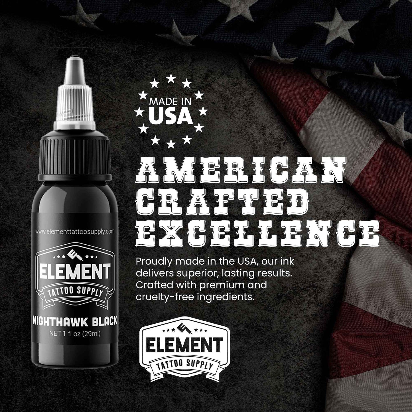 ELEMENT TATTOO SUPPLY - Black and Red Tattoo Ink 1oz Bottle for Color Tattooing and Shading - Permanent - Bright - Solid - Easy to use - Pigment - Pre Disperse - Professional Artist