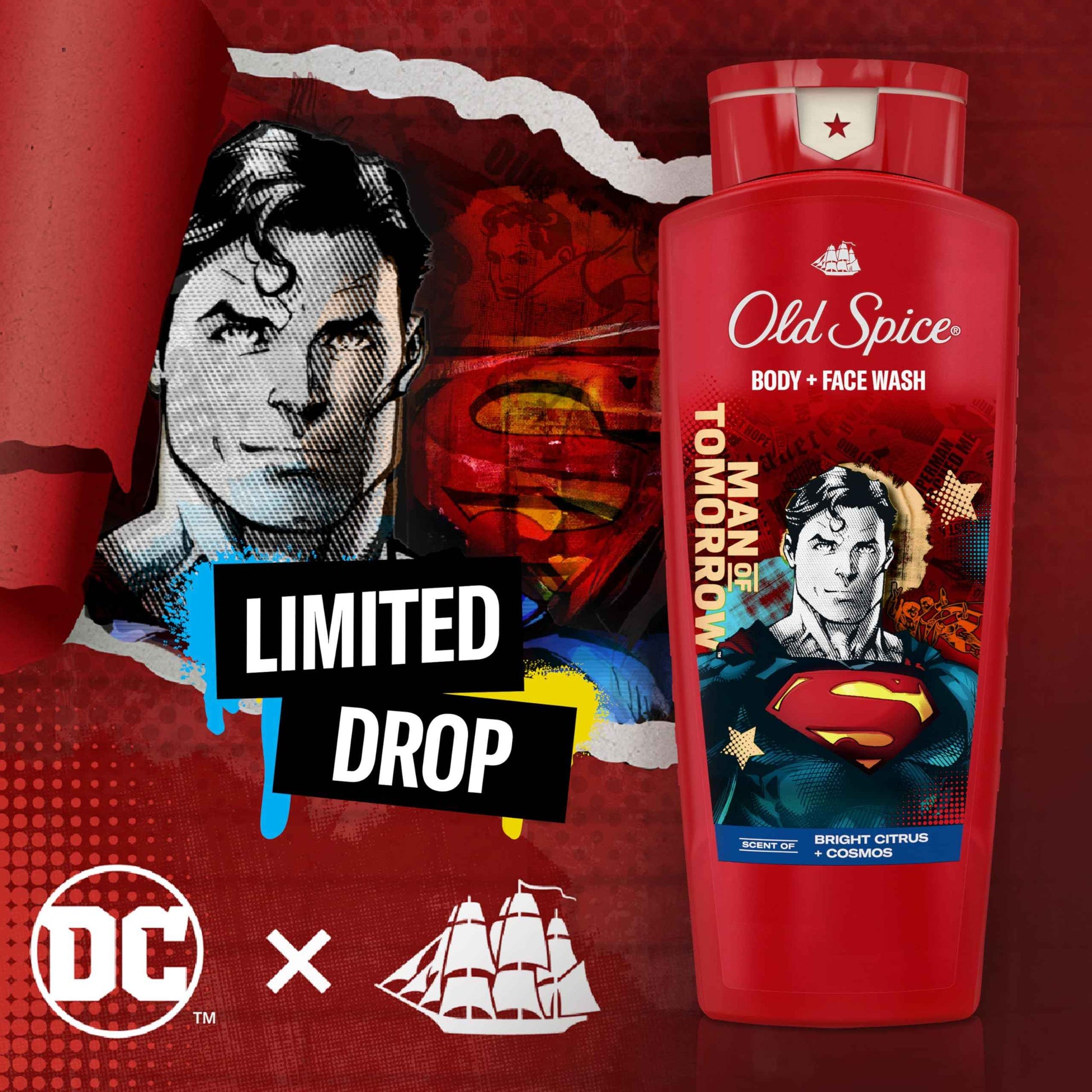Old Spice Body Wash + Antiperspirant Deodorant Bundle Pack, Superman Man of Tomorrow, 24/7 Freshness, Smell Like a Hero, Bright Citrus + Cosmos Lasting Scent, 24 oz & 2.6 oz (Pack of 2)