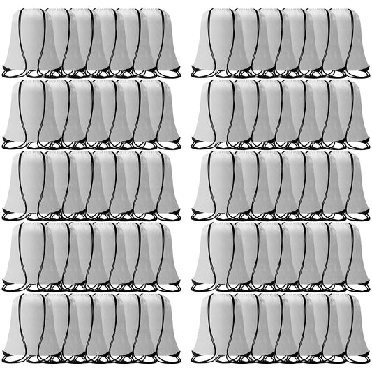 Topspeeder 60 Pieces Drawstring Backpack Bags Sports Sackpack Bulk Cinch Gym Bag For Women Men Outdoor Sports Backpack（White）