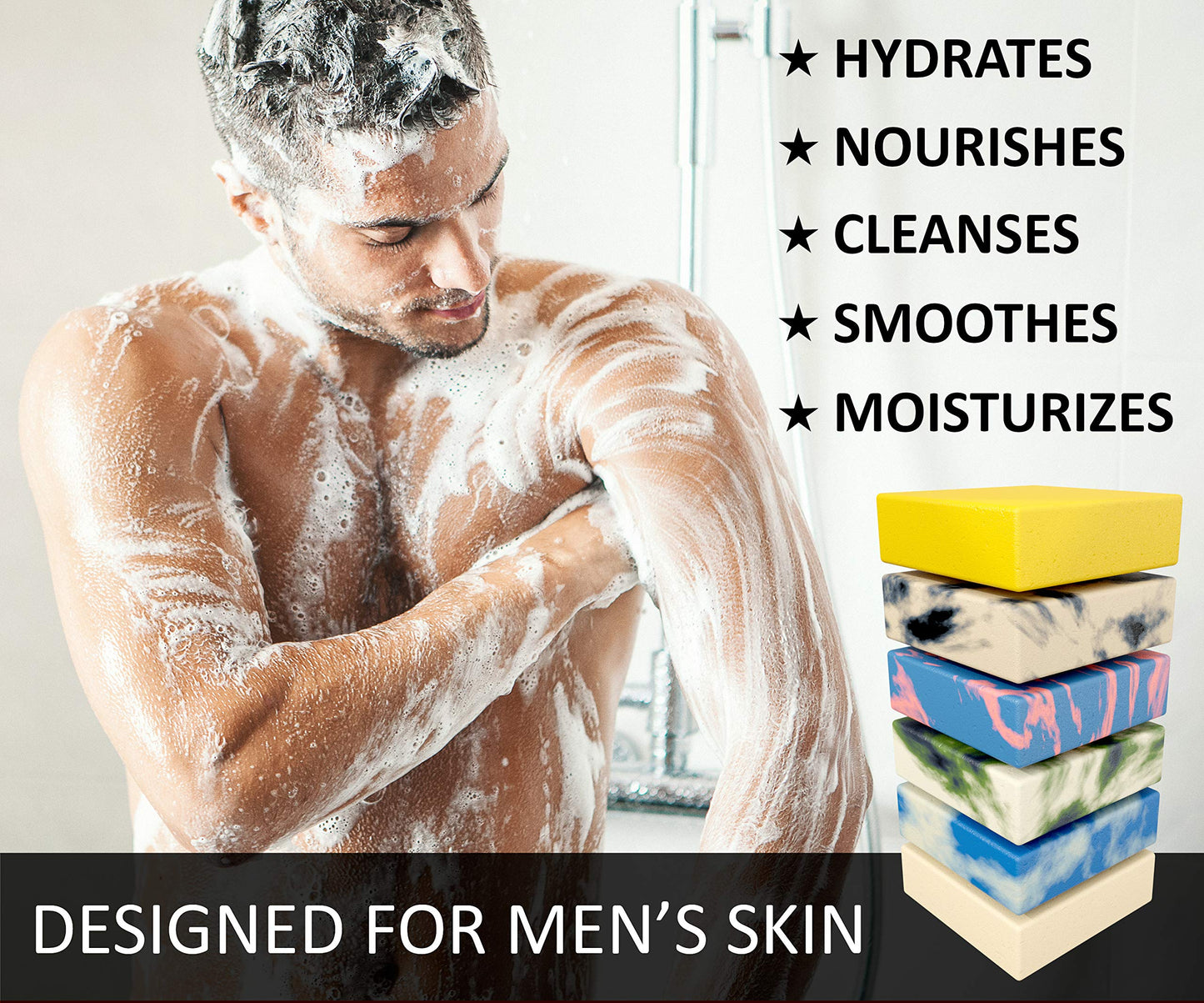 NATURAL AMERICAN SOLDIER Mens Bar Soap - Masculine Scents, 100% Natural Soap for Men - Essential Oils, Organic Shea Butter - Made in USA, Man Body Wash - 5 oz (6pk)