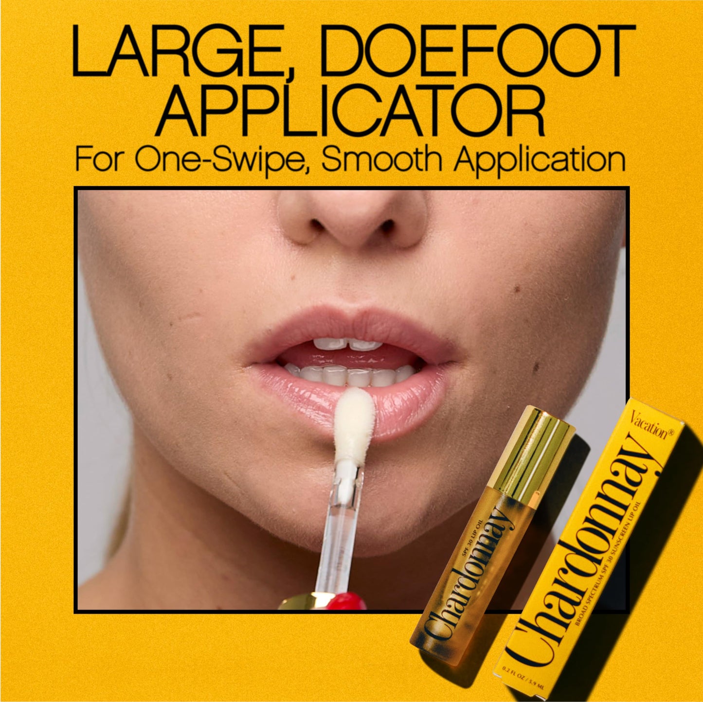 Vacation Chardonnay Lip Oil SPF 30, 0.2 Fluid Ounces - Hydrating SPF Lip Balm, Caramel Vanilla Flavor, Plumping Gloss, Sunscreen, Non-Sticky