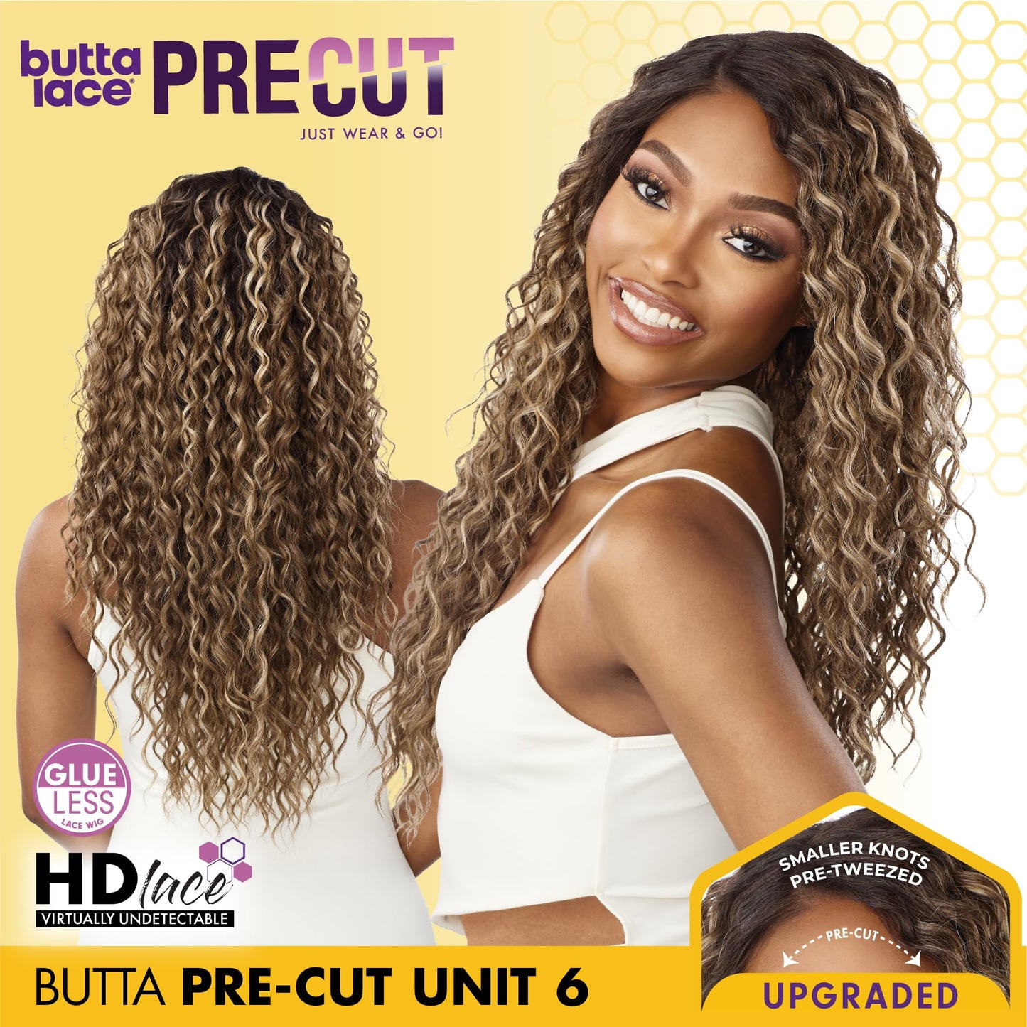 Sensationnel Butta Lace Precut Wigs - Unit 6 Glueless Extra Wide 5 Inch Deep Parting Synthetic Pre Tweezed Smaller Knot Hairline (TH2/27613)