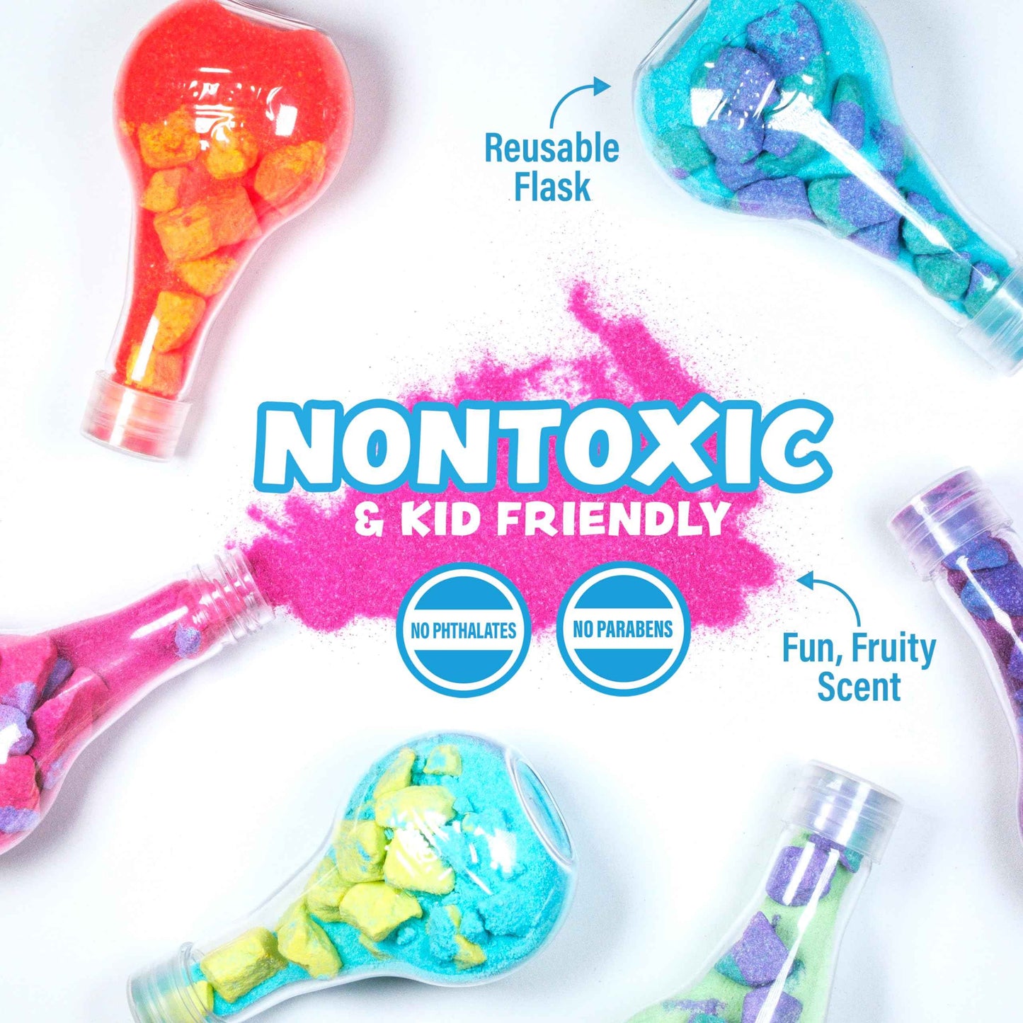 Tub Works® Kids Bath Bomb Potion™ Bath Toy, Variety 6 Pack | Nontoxic | Fizzes, Foams & Bubbles with an Eruption of Color | Interactive Bath Bombs | Fun Science Toddler Bath Toys