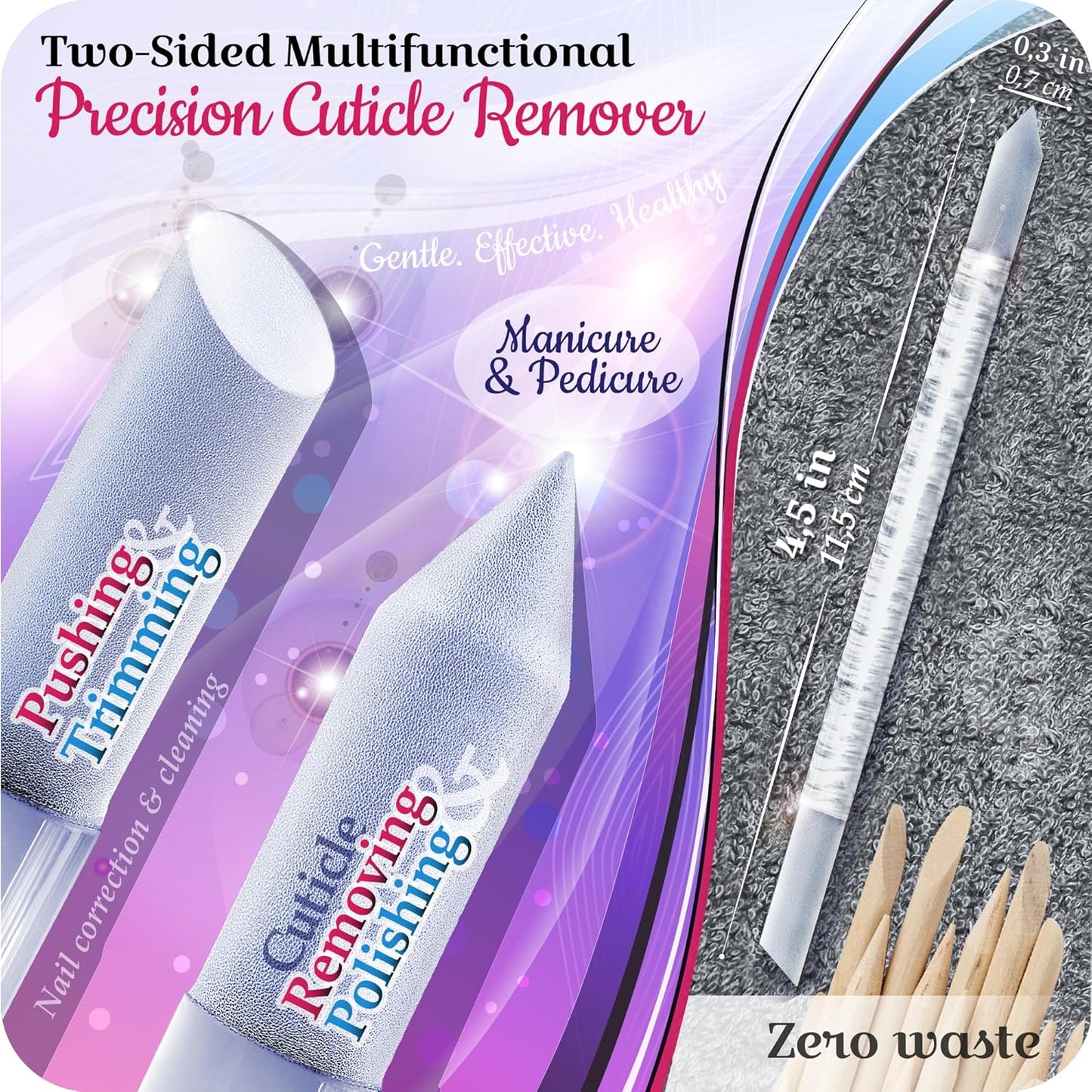 Czech Glass Nail File Set - Professional Multifunctional Nail Shiner & Callus Remover | Etched Surface, Durable Design