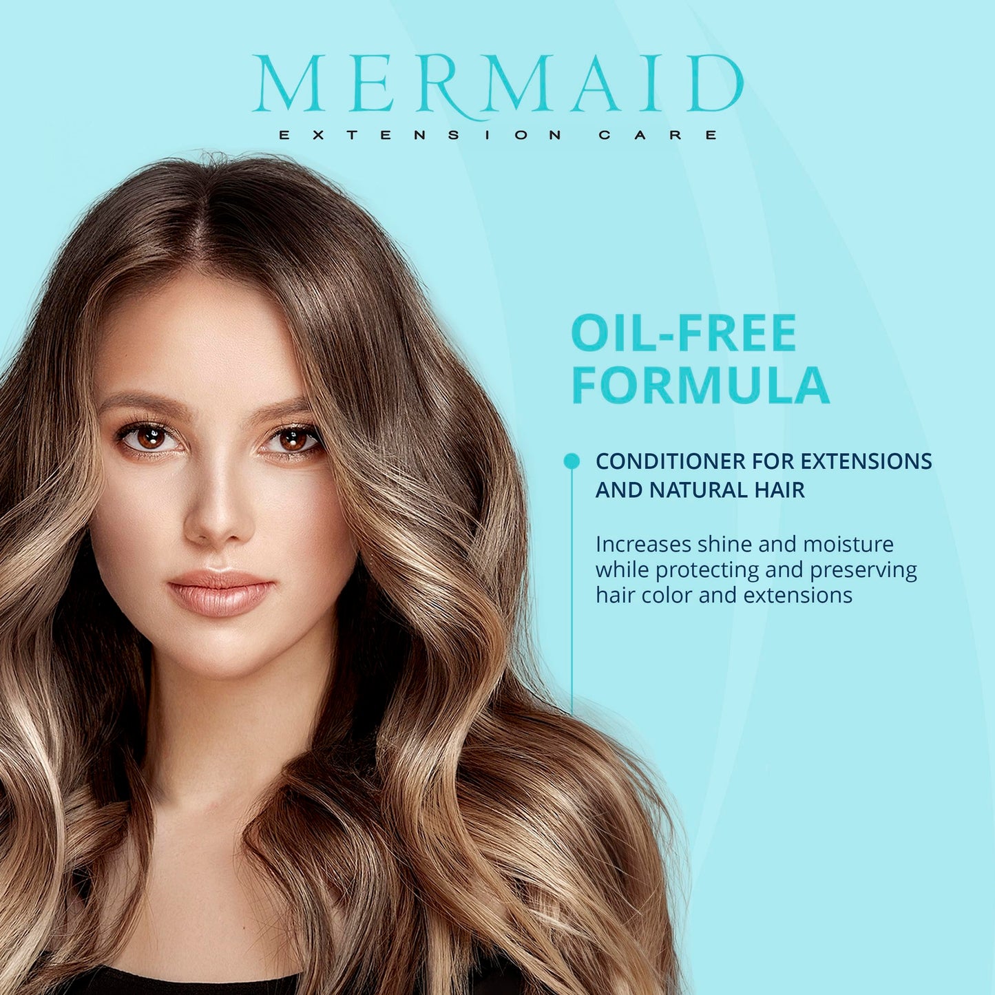 Mermaid Extension Care Conditioner, Moisturizing, Oil-Free Daily Formula for Hair Extensions, 16 fl oz