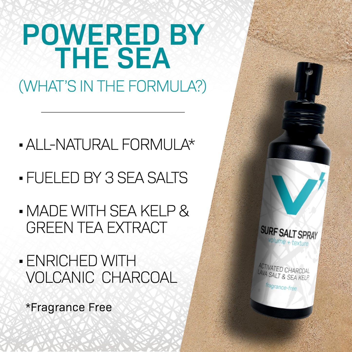 VOLT Grooming Surf Sea Salt Spray for Men, Hair & Beard Natural Volumizing Texture Spray with Activated Charcoal, Sea Kelp & Green Tea, Aerosol Free Hair Texturizer, Outback Scent Refill, 30 Fl Oz