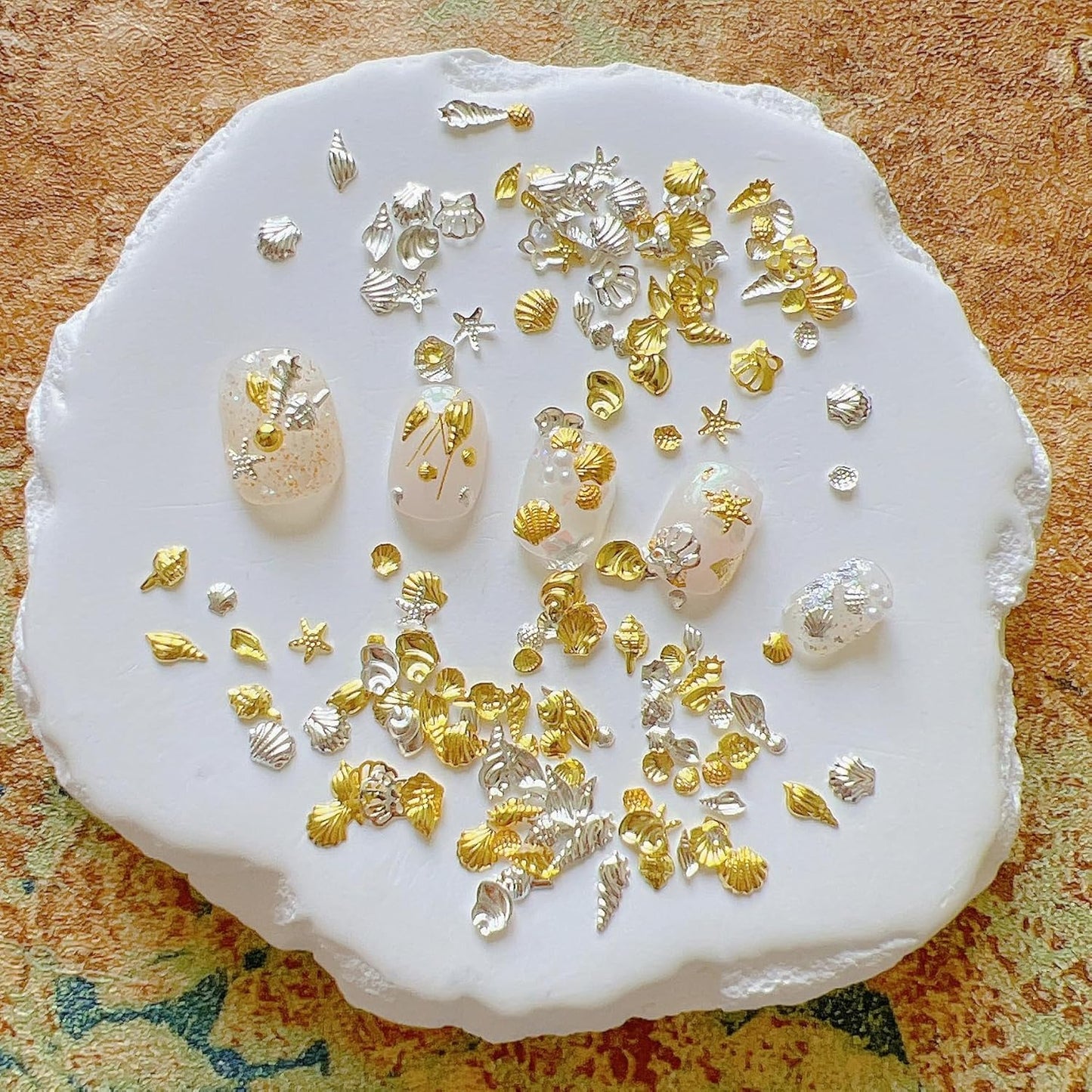 Nail Art Metal Studs - 500pcs Shell & Starfish Shapes for Creative Designs | Mixed Sea Series