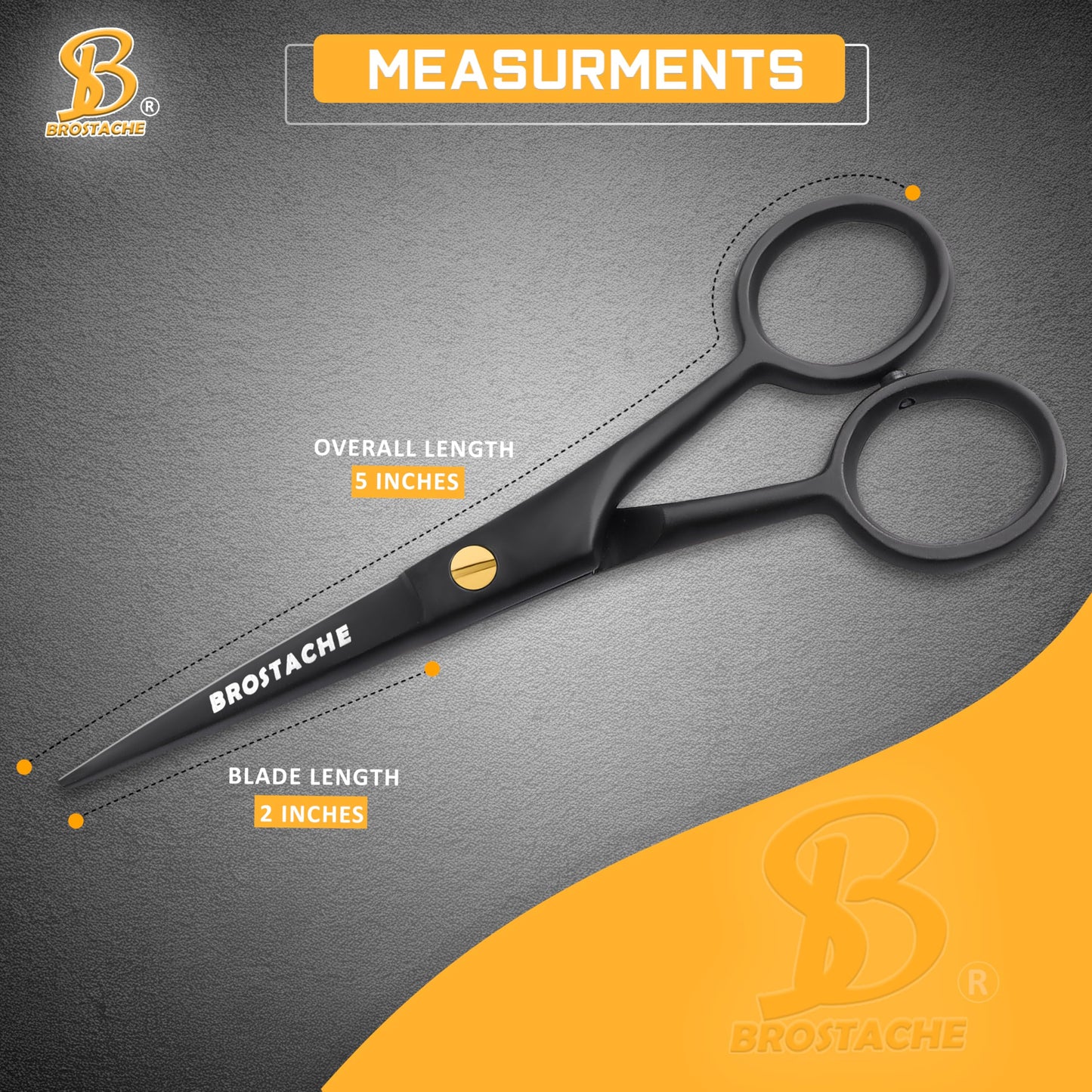 5” Professional Beard and Mustache Scissors, German Steel Beard Scissors Come with Mustache Comb, Beard Comb and Carrying Pouch. Grooming Scissor for All Facial Hair Scissors (Black)