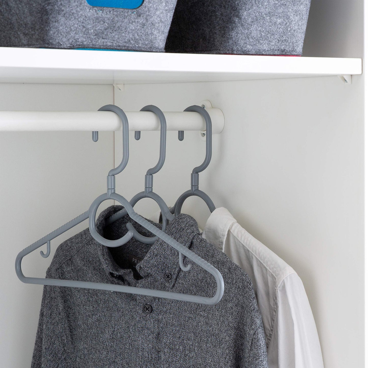 Laundry 360 Swivel Neck 5 Pack Hangers | Swivels 360 Degrees | Accessory Hooks| Great for Spaghetti Straps | Matching Accessories | Durable | Space Saving | Closet Organization | Grey