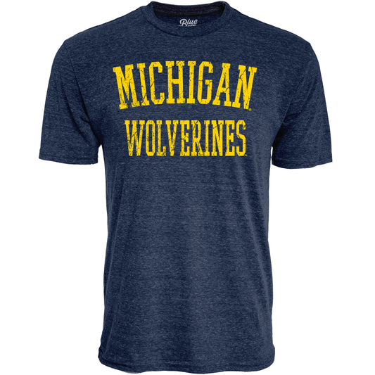 Blue 84 Men's Michigan Wolverines T Shirt Tri-Blend Team Color, Michigan Wolverines Navy, XX-Large