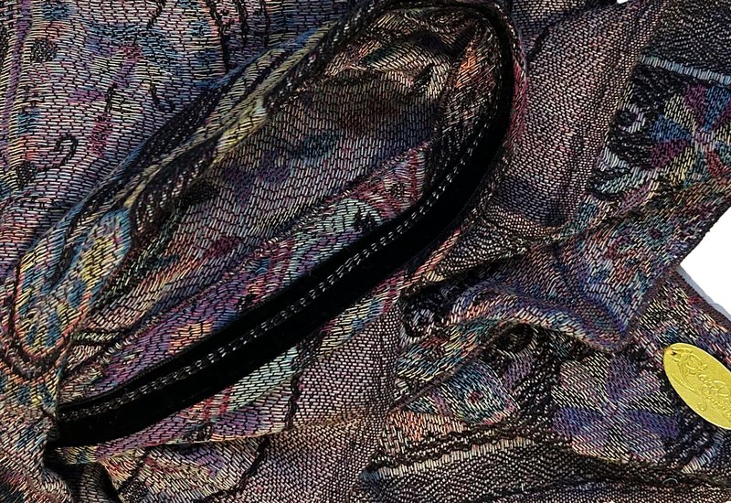 ShariRose Black Headcover Cashmere Non Slip Headscarf for Women Paisley Purple Floral Pre-tied Bandana (Black purple paisley)