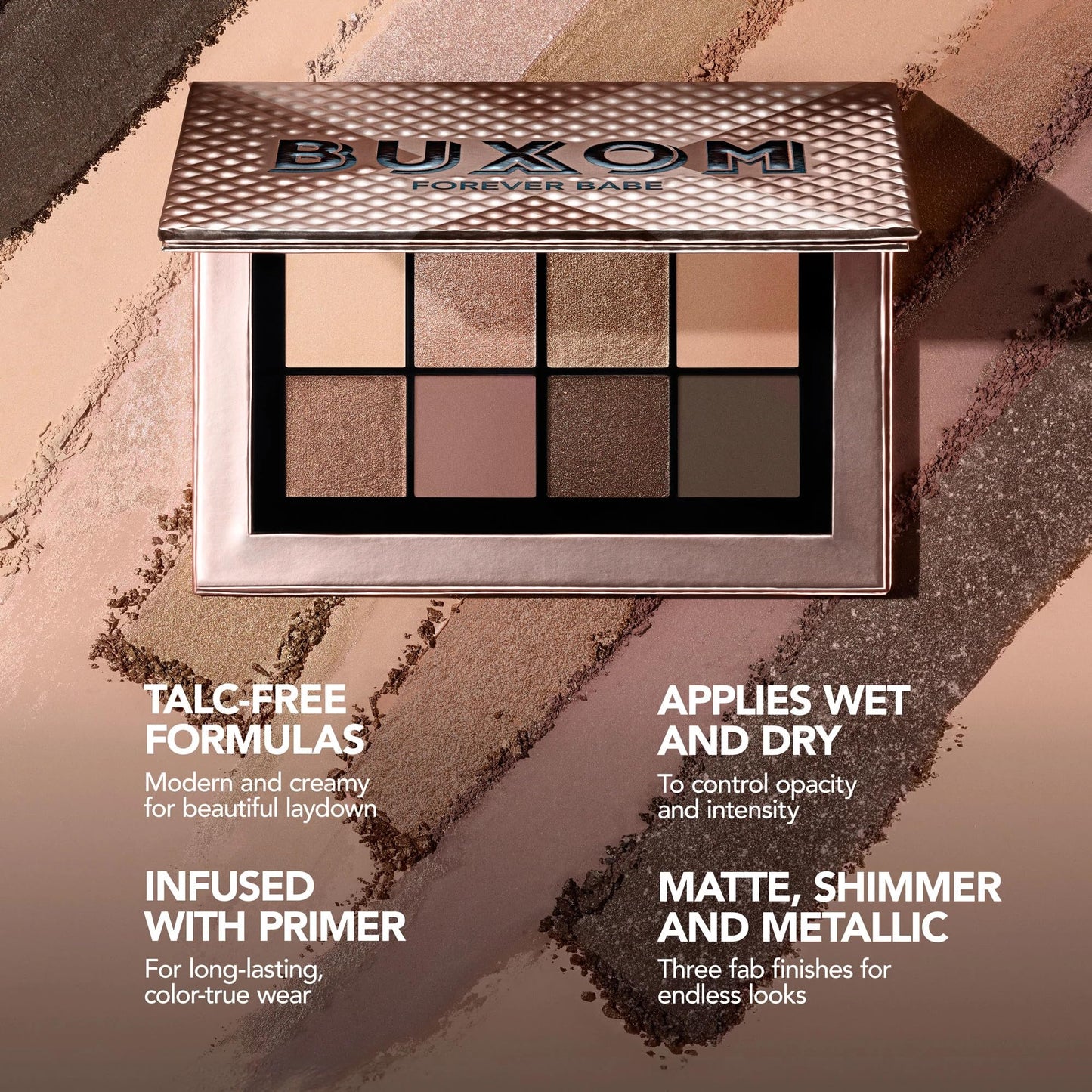 BUXOM Makeup Eyeshadow Palette, High-Pigment Shades, Primer-Infused for Long-Lasting Wear, Blendable Matte, Shimmer & Satin Finishes, Talc-Free, Cruelty-Free, Iconic Nudes