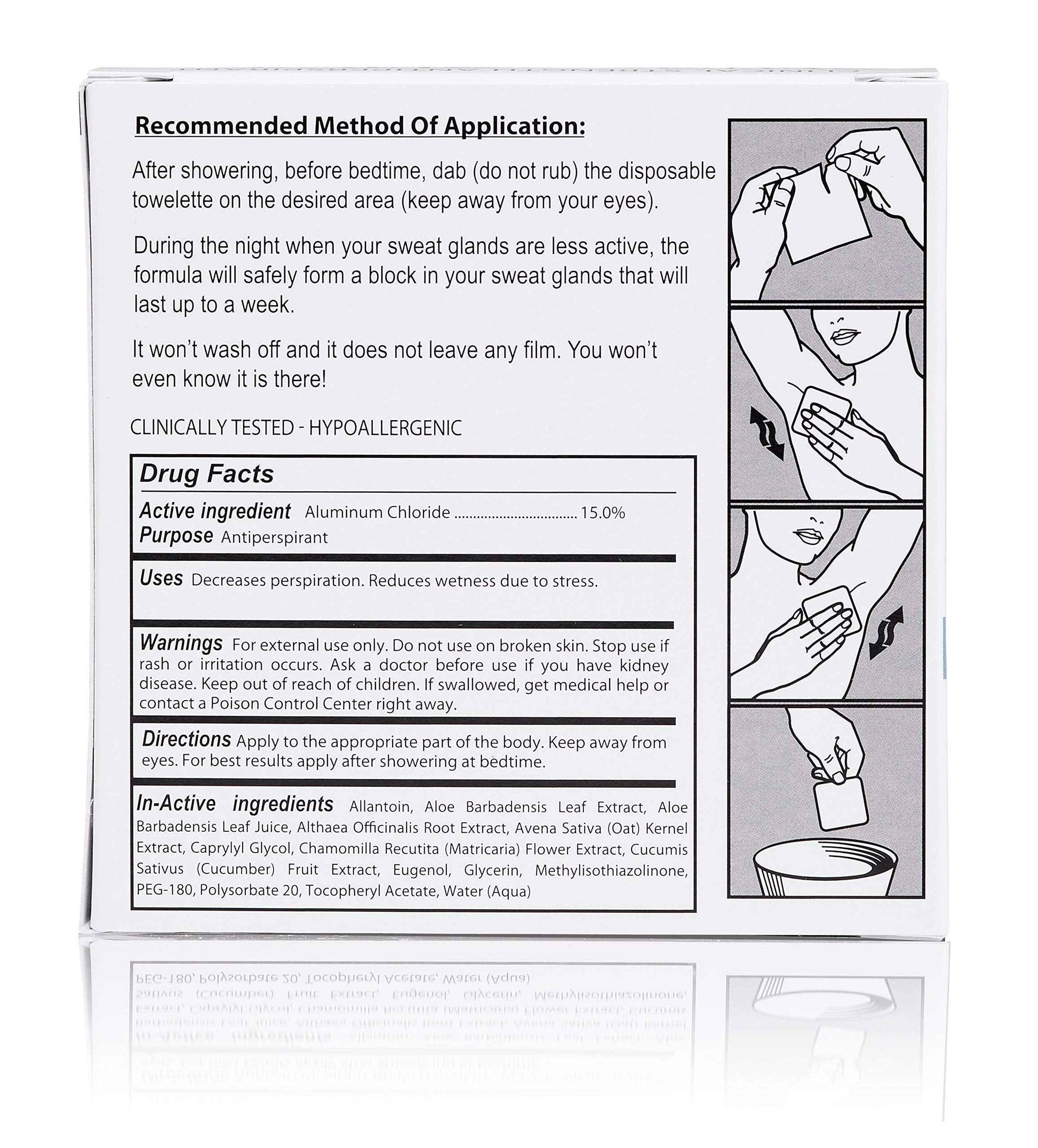 Sweat Shield Ultra Antiperspirant Wipes - Reduce Sweat Up To 7 Days Per Wipe (Pack of 10). Clinical Strength. Dermatologist Recommended.
