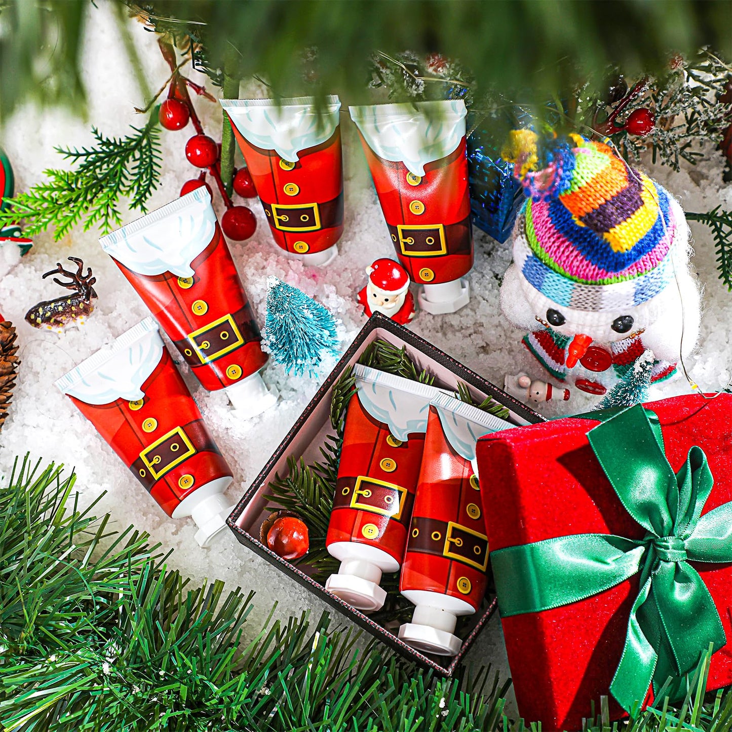 Heigble 30 Pcs Holiday Hand Cream Bulk Winter Gifts for Women Christmas Party Favors Mini Hand Lotion Set 1.1 Fl oz Travel Size for Dry Skin Women Mom Coworkers(Santa Belt)